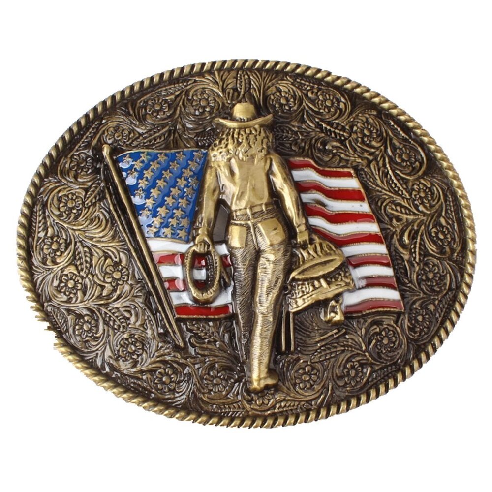 6483 American Flag Belt Buckle Western Cowboy Cowgirl Native American